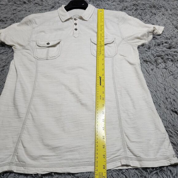 BKE‎ Polo Shirt Mens Large Standard Fit Chest Pockets Casual Button Up White - Picture 8 of 10